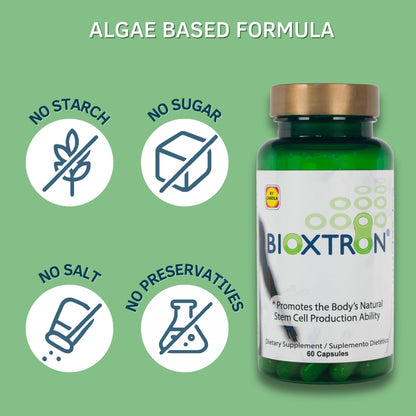 Bioxtron Natural Stem Cell Supplement Capsules – Cellular & Antioxidant Support Formula with Blue Green Algae and Spirulina – 60 Capsules