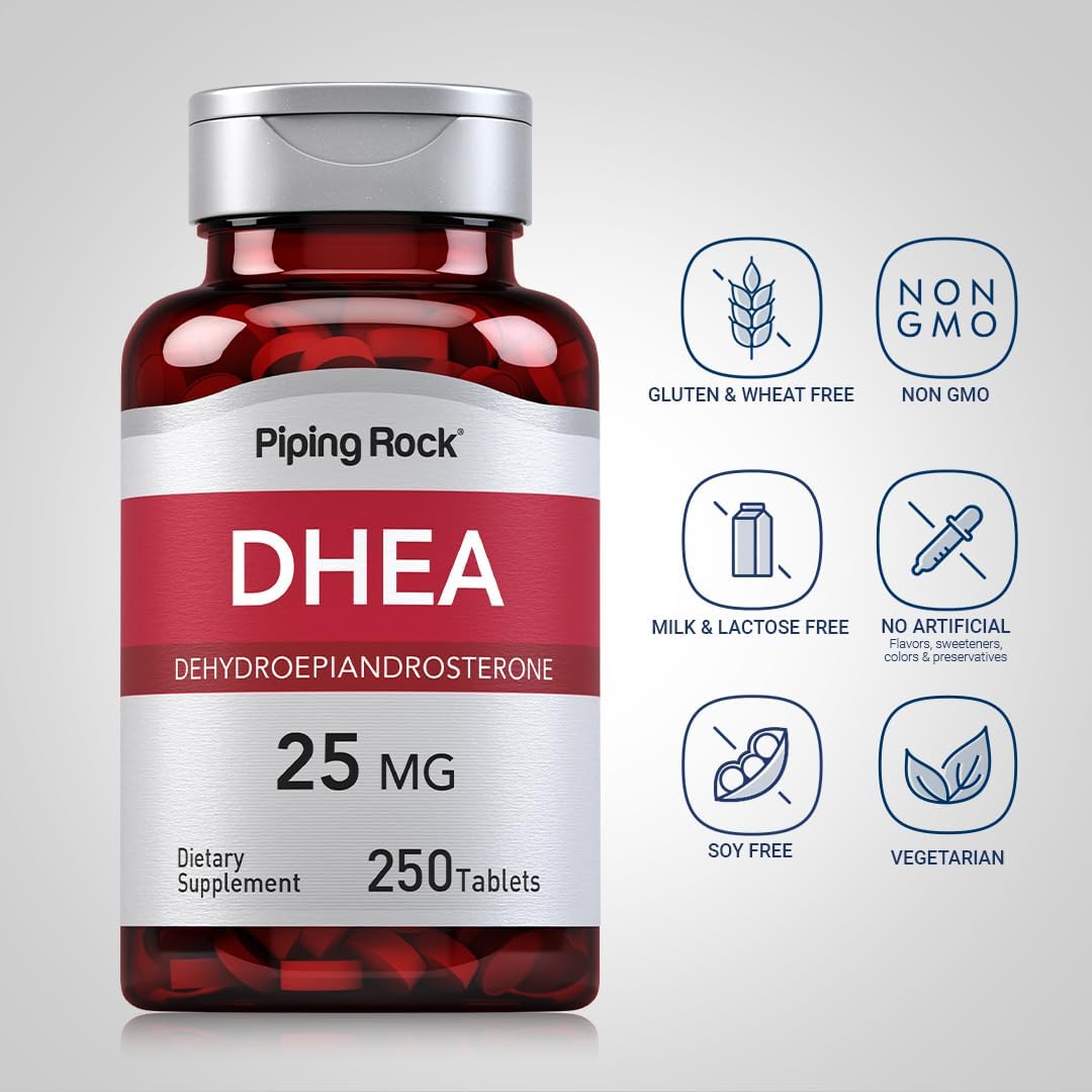 Piping Rock DHEA 25 mg | 250 Tablets for Men and Women - görsel 3
