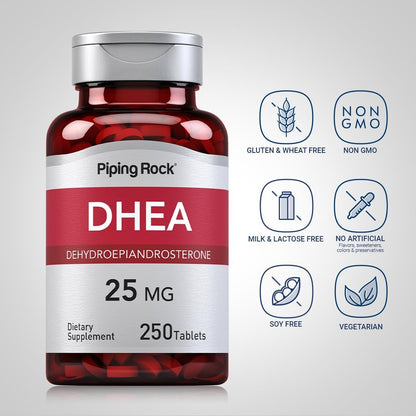 Piping Rock DHEA 25 mg | 250 Tablets for Men and Women