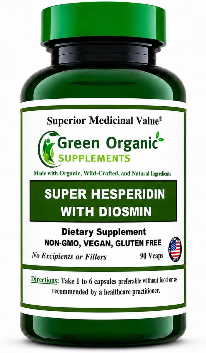 Green Organic Supplements Super Hesperidin with Diosmin, Narangin Hand Made, Non-GMO, Vegan & Gluten-free - görsel 1