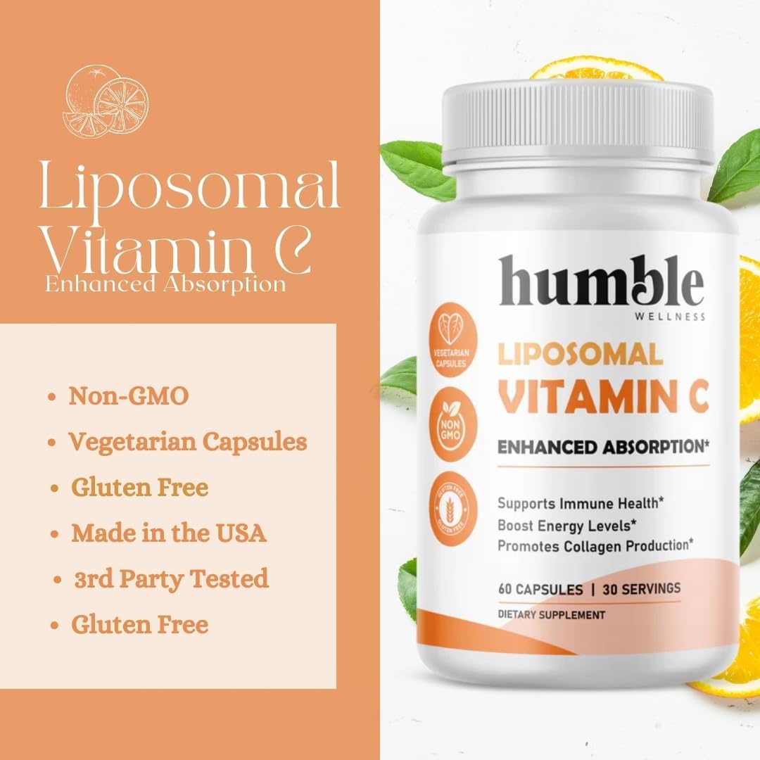 Humble Liposomal Vitamin C - Advanced Absorption Formula | Powerful Antioxidant, Immune Support, Brain Health | Non-GMO, Soya-Free, Gluten-Free, Dairy-Free - görsel 5