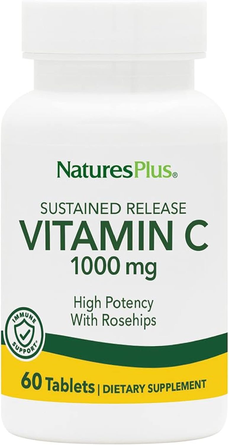 NaturesPlus Vitamin C 1000 mg with Rose Hips - 60 Sustained Release Tablets - görsel 1