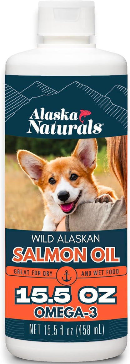 Alaska Naturals Wild Alaskan Salmon Fish Oil Supplement for Dogs Skin and Coat with EPA DHA Omega 3 Fatty Acids Liquid Food Topper 946 ml