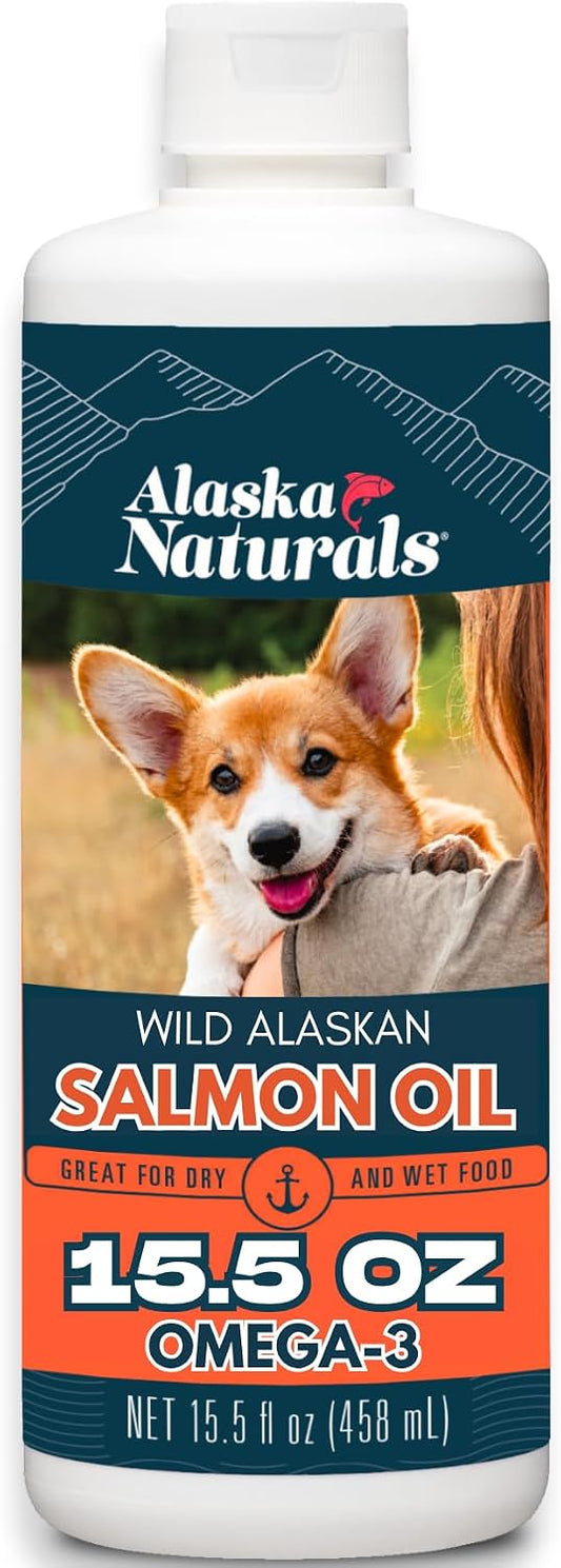 Alaska Naturals Wild Alaskan Salmon Fish Oil Supplement for Dogs Skin and Coat with EPA DHA Omega 3 Fatty Acids Liquid Food Topper 458 ml