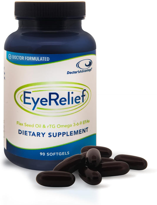 Doctor’s Advantage Eye Relief Supplement - 90 Softgels, 1-Month Supply - Natural Triglyceride Omega-3 Fish Oil for Retinal and Ocular Support