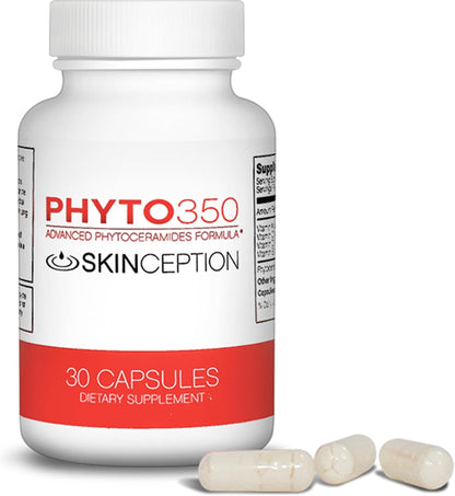 Skinception Phyto350 Advanced Phytoceramides - Plant-Based Skin Hydration & Elasticity Food Supplement (30 Capsules)