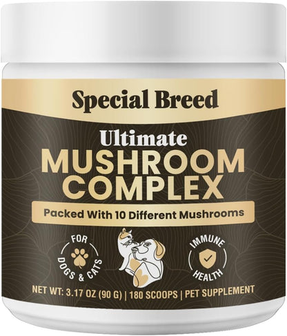 Mushroom Powder for Dogs & Cats - Organic Mushroom Complex for Immunity, Cognition, and Vitality by Special Breed