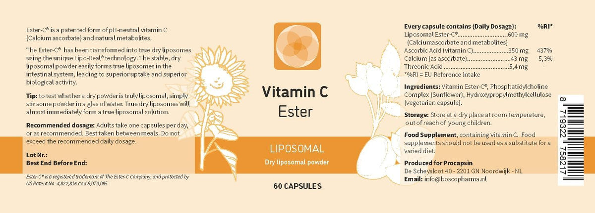 Procapsin Liposomal Ester C - Superior Absorption Vitamin C Supplement (60 Capsules) - görsel 2