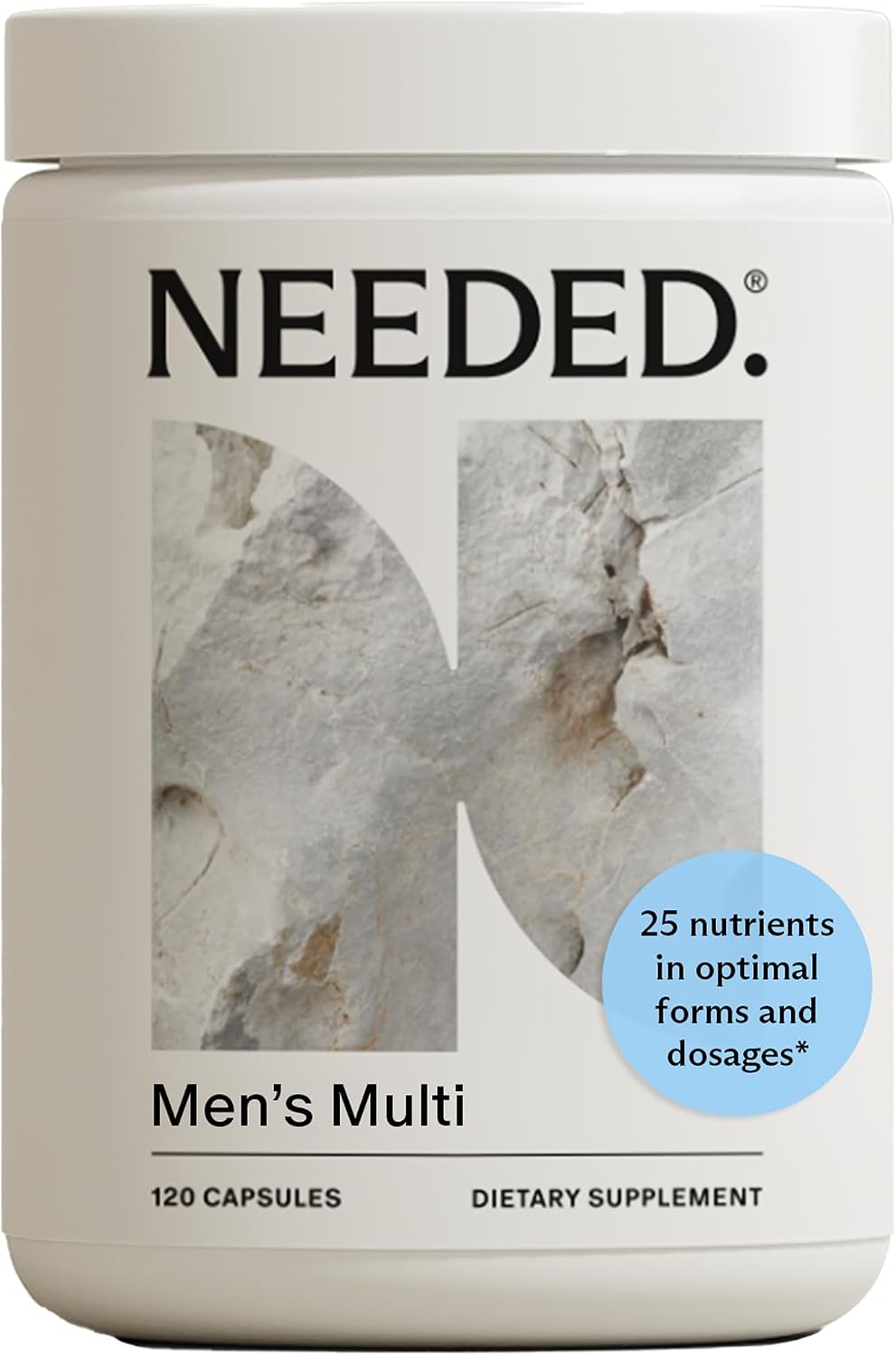 Needed. Multivitamin for Men - 25 Optimal Nutrients for Fertility & Men's Health - Men's Multivitamin with Vitamin D3 2000IU, B12 Vitamins, 200 mcg Selenium - Men's Fertility Supplement, 30 Day Supply - görsel 1