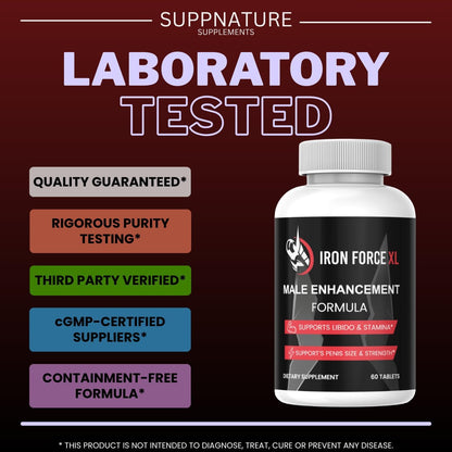 Iron Force XL Capsules for Men - Male Support Food Supplement, 60 Count