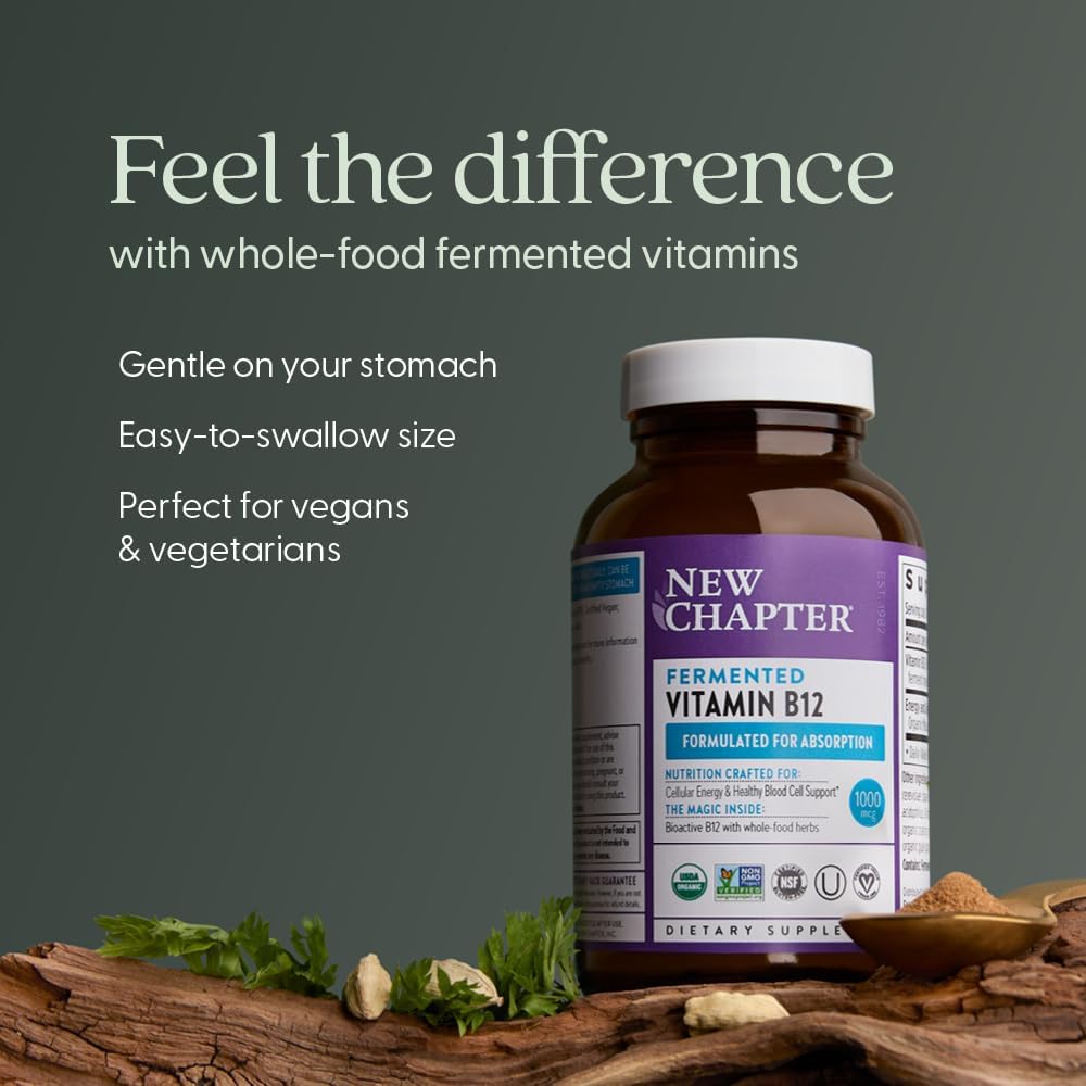 New Chapter Fermented Vitamin B12 1,000 mcg - USDA Organic, Vegan, Gluten-Free - 60 Tablets - görsel 3