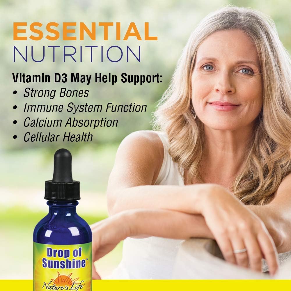 Nature's Life Drop of Sunshine Vitamin D3 Drops in Organic Extra Virgin Olive Oil & Coconut Oil 5000 IU | Supports Normal Bones & Immune System | 60 ml - görsel 3