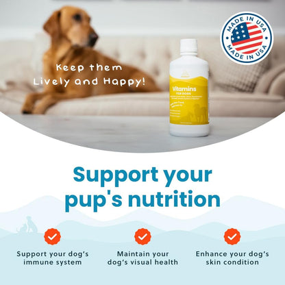 Liquid Multivitamin for Dogs with Probiotics, 8 in 1 Vitamins for Immune Support, Energy & Digestion, High Absorption, Made in USA, 946 ml