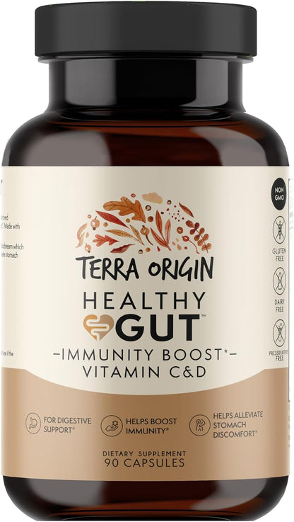 TERRA ORIGIN Healthy Gut Capsules with Immunity Support - 90 Capsules