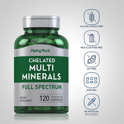 Piping Rock Chelated Multi Mineral Supplement - Iron-Free, 120 Capsules