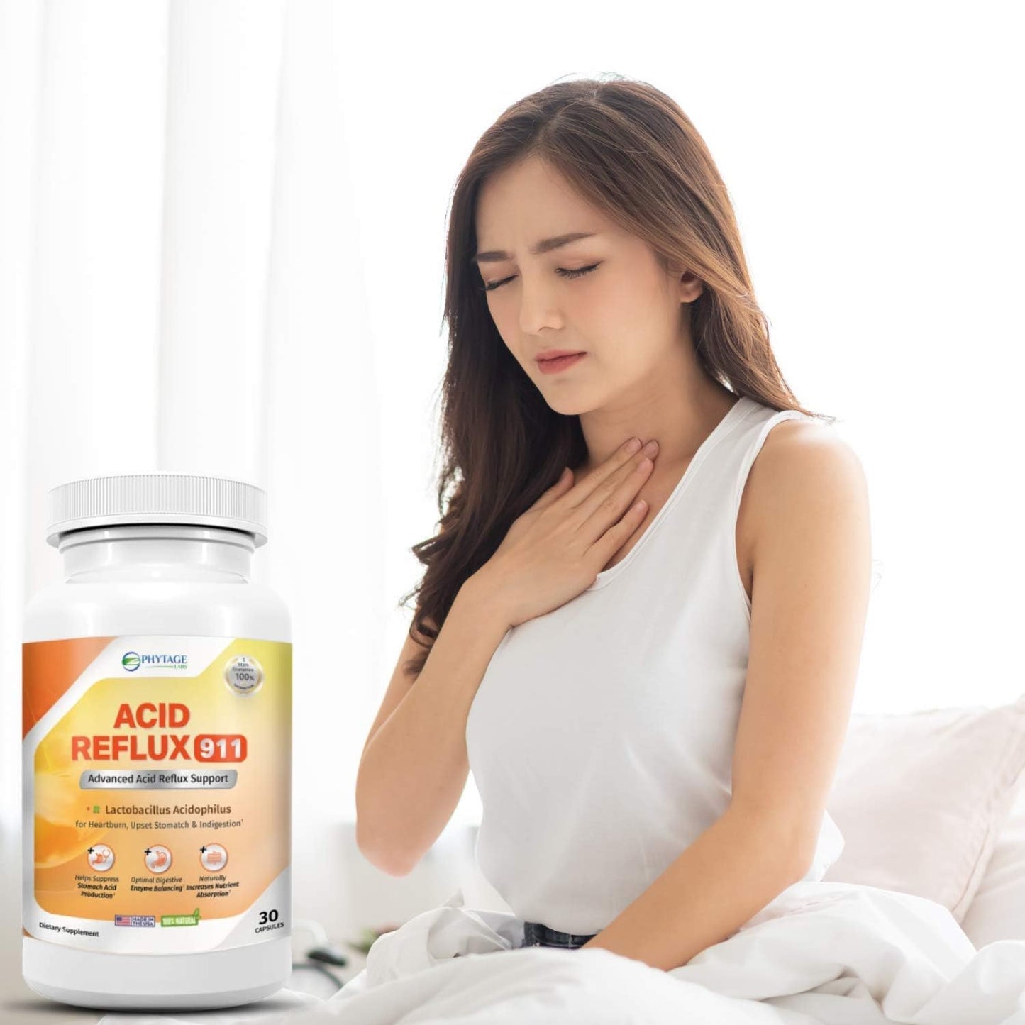 Natural Acid Reflux 911 – Heartburn & Acid Indigestion Relief Supplement, 30 Capsules - görsel 2