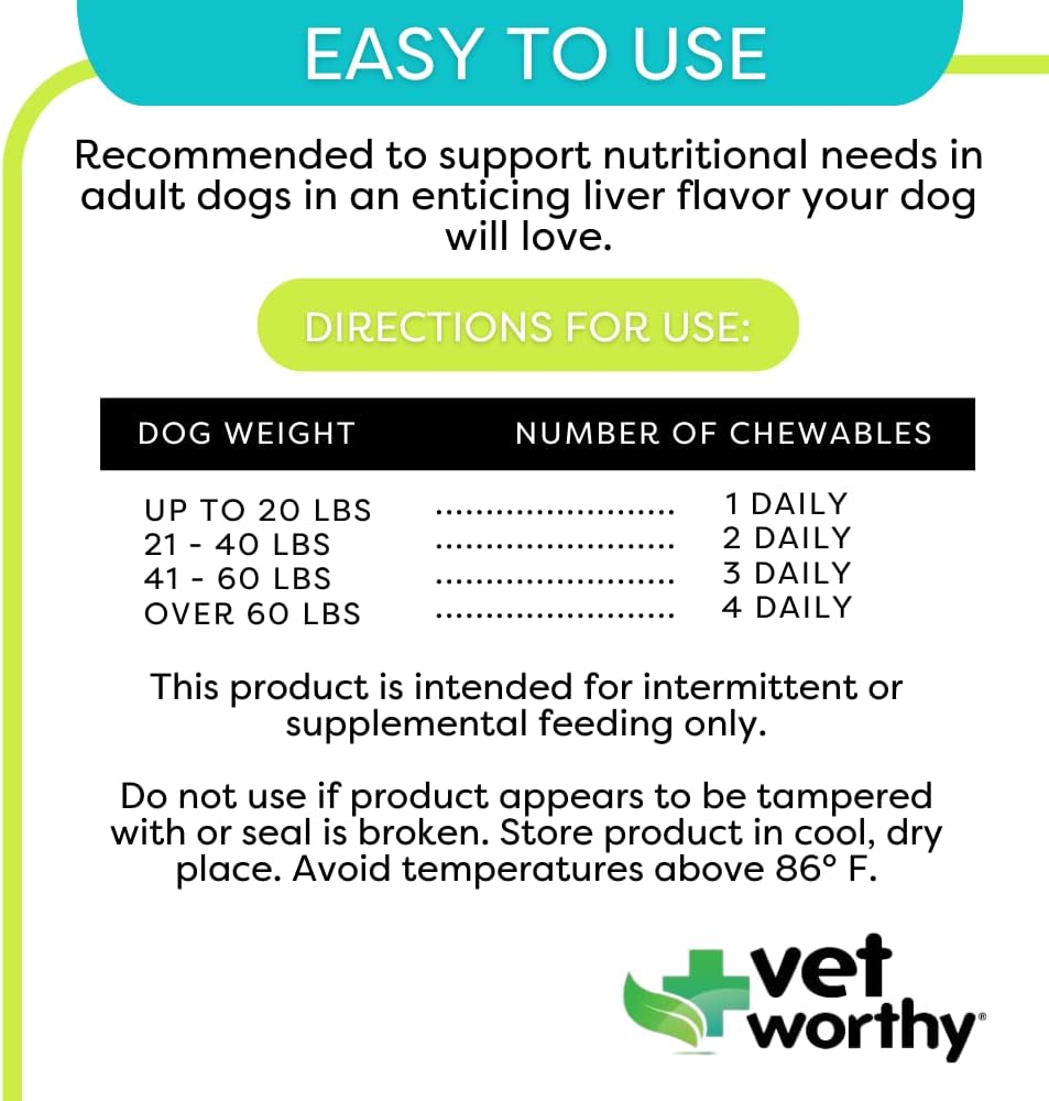 Vet Worthy Adult Multi Vitamins for Dogs, 60 Tablets (Liver Flavour) - görsel 5