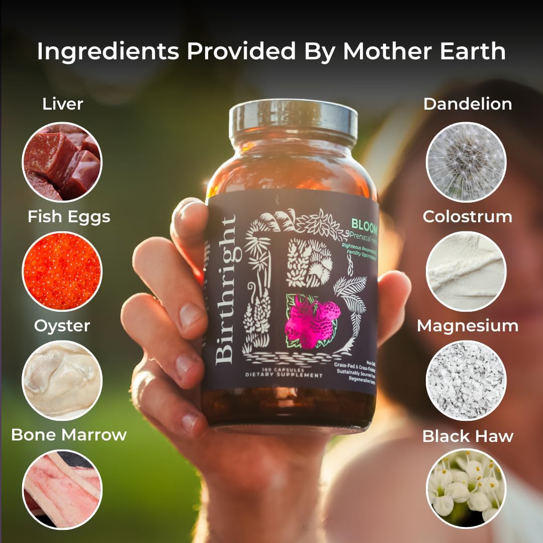 Birthright Bloom Prenatal Supplement – Animal-Based Whole Food Prenatal with Grass-Fed Liver, Fish Roe, Bone Marrow, Colostrum, Magnesium & Traditional Herbs - görsel 2
