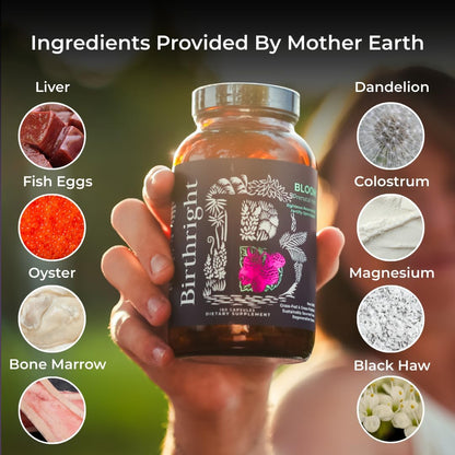 Birthright Bloom Prenatal Supplement – Animal-Based Whole Food Prenatal with Grass-Fed Liver, Fish Roe, Bone Marrow, Colostrum, Magnesium & Traditional Herbs