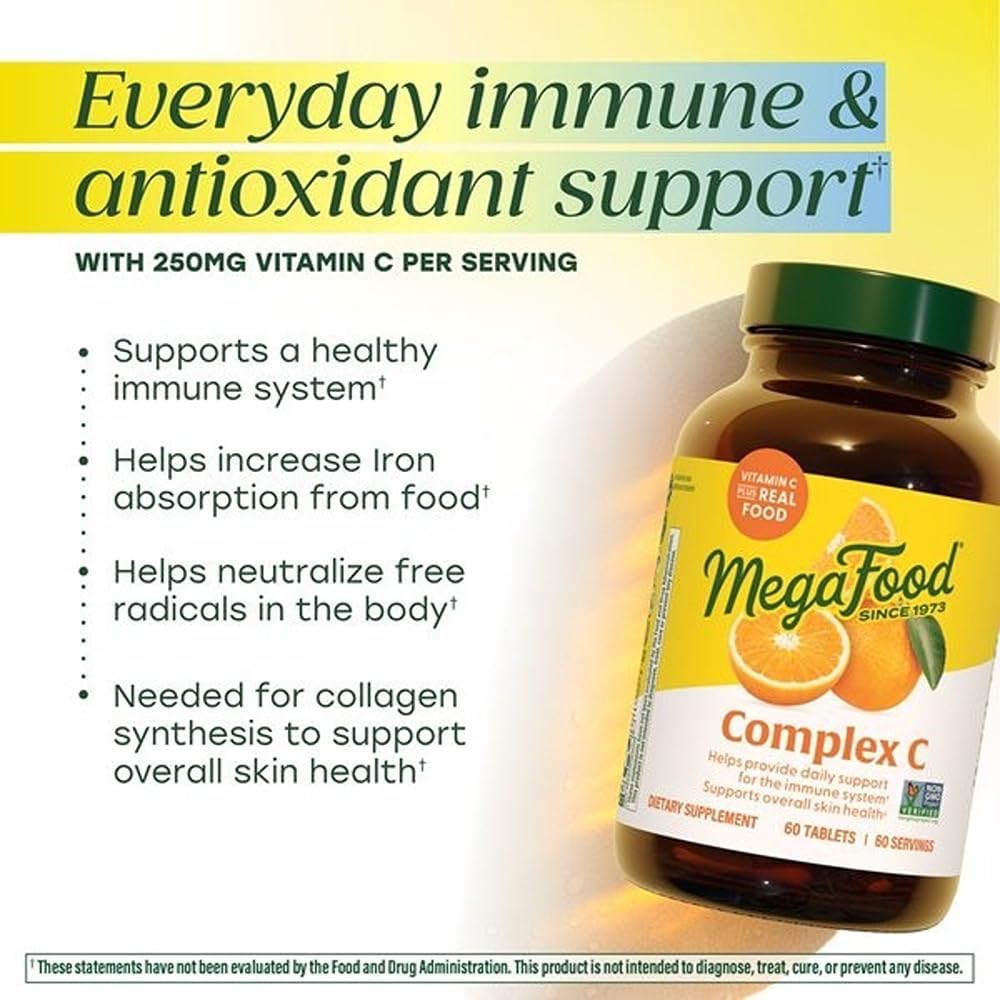 MegaFood Complex C: Vegan Vitamin C Supplement with Real Food, 180 Tablets - görsel 3