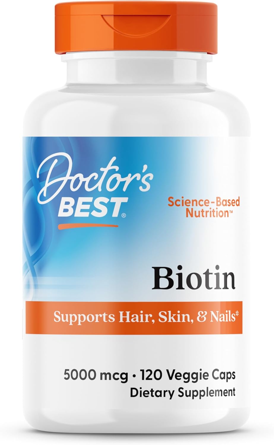 Doctor's Best Biotin 5000 mcg Supplement - 120 Veg Caps - görsel 1