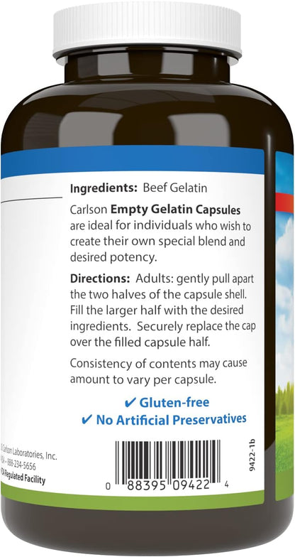 Carlson Empty Gelatin #00 Capsules (150 Count)