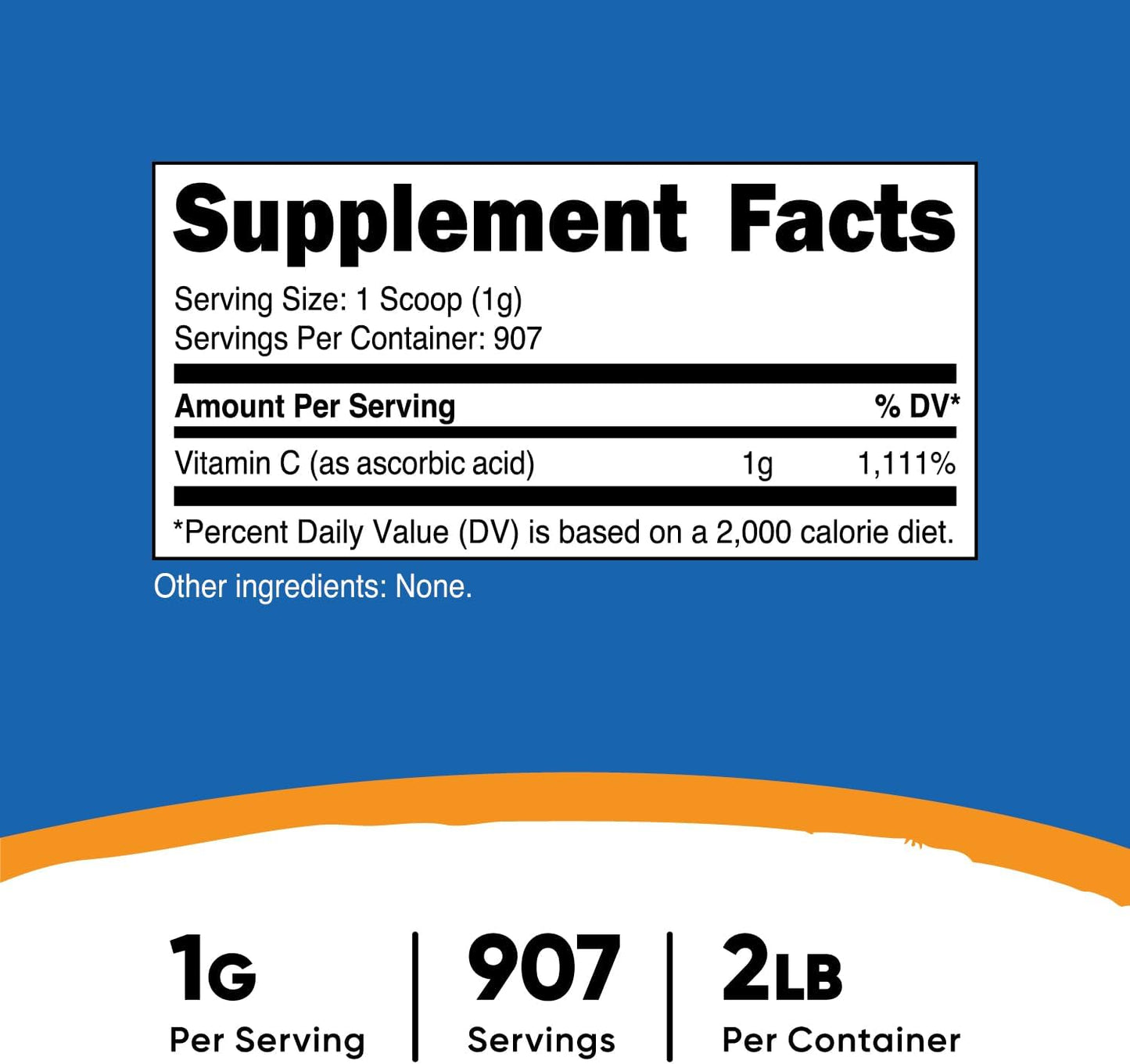 Nutricost Ascorbic Acid Powder (Vitamin C) 907 g - Gluten-free, Non-GMO - görsel 2