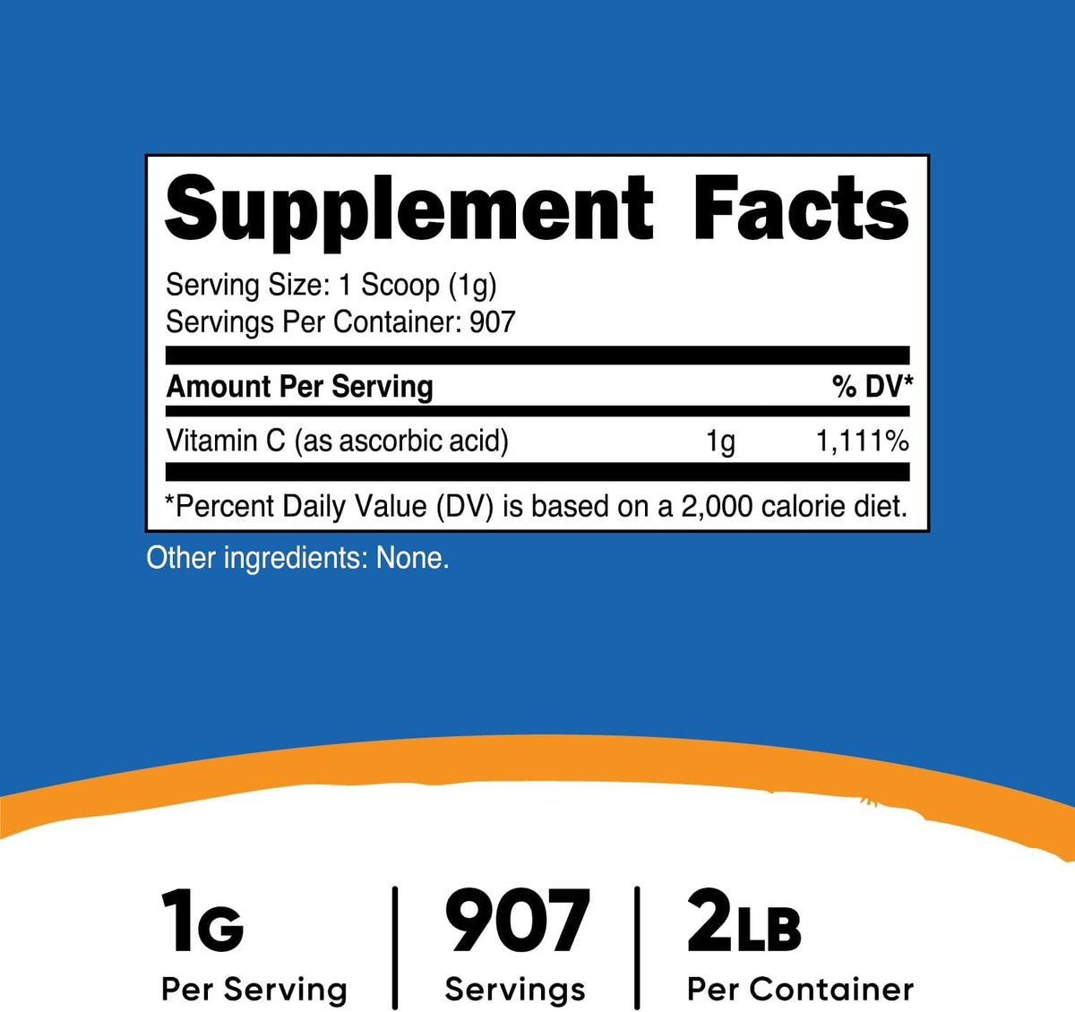 Nutricost Ascorbic Acid Powder (Vitamin C) 907 g - Gluten-free, Non-GMO - görsel 2