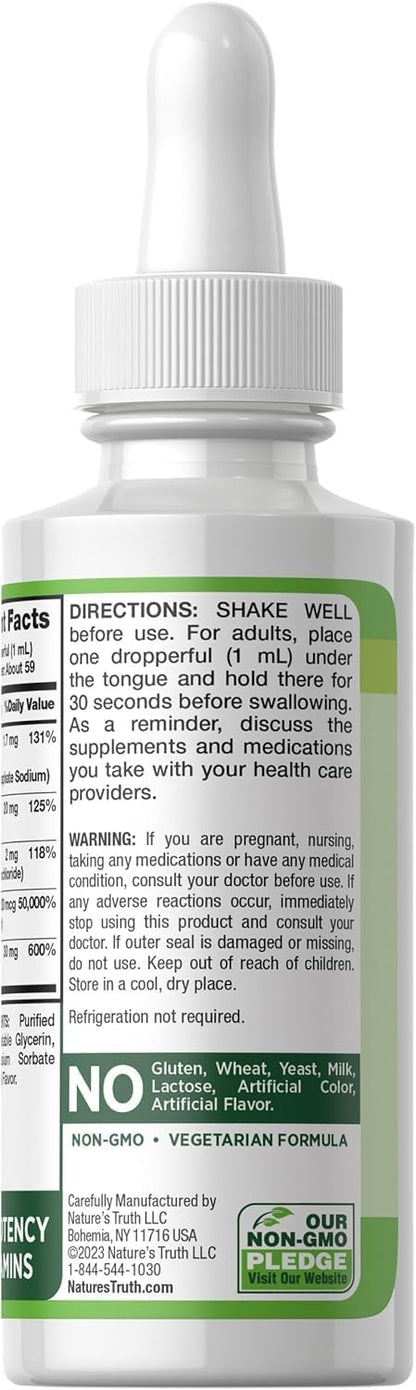 Nature's Truth Sublingual B Complex Liquid Plus B-12 Natural Berry Flavour Liquid - 2 oz, Pack of 2