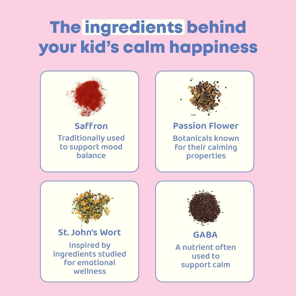 JoySpring Mood Munchies Saffron Gummies for Children 4+ | Saffron Extract with GABA, Passion Flower & St. John's Wort | Sugar Free Vegan Brain Support & Focus Gummies | Made in USA - görsel 4