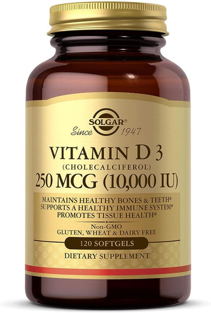Solgar Vitamin D3 (Cholecalciferol) 250 mcg (10,000 IU) Softgels - 120 Capsules