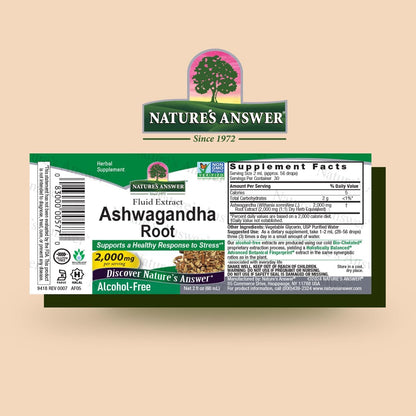 Nature's Answer Ashwagandha Root Extract – Alcohol-Free, Gluten-Free, Vegan – 60 ml (3-Pack)