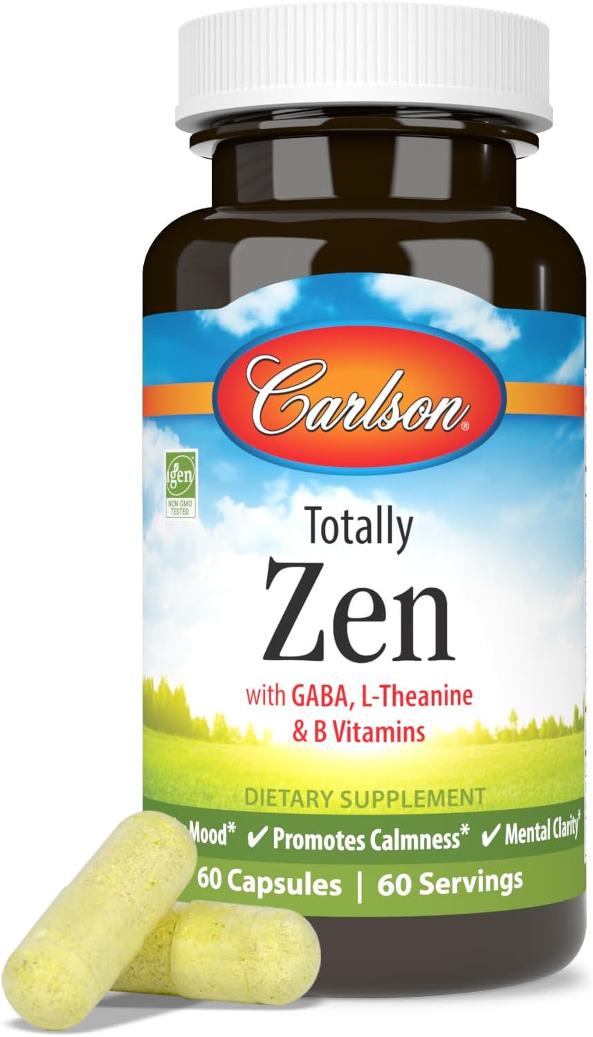 Carlson Totally Zen - GABA, L-Theanine & B Vitamins for Healthy Mood and Mental Clarity - 60 Capsules - görsel 5