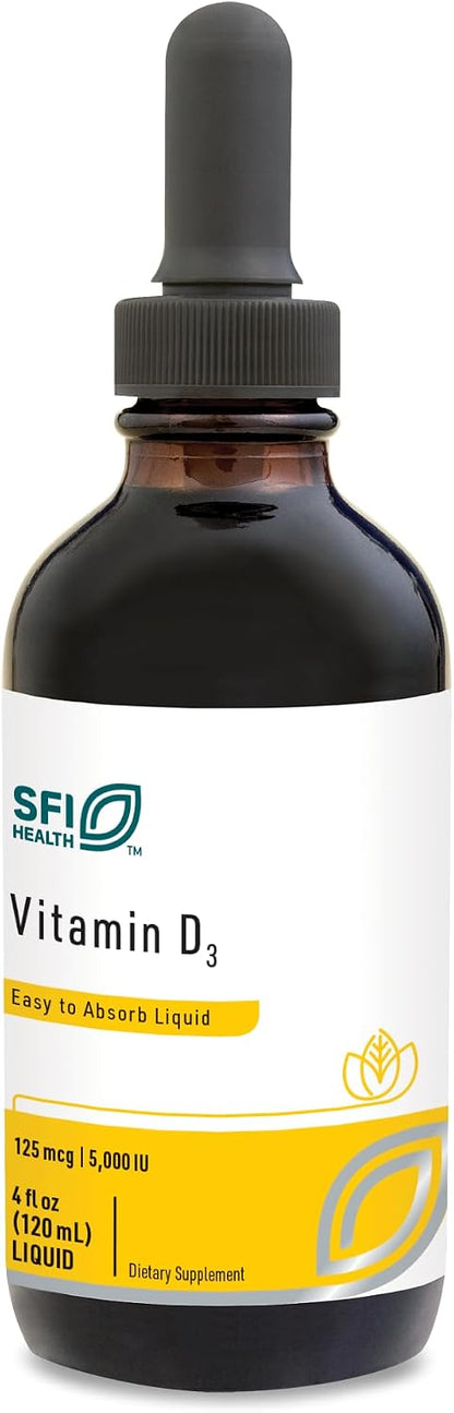 Klaire Labs Vitamin D3 Liquid Drops – High Potency 5000 IU in MCT Oil, 120ml