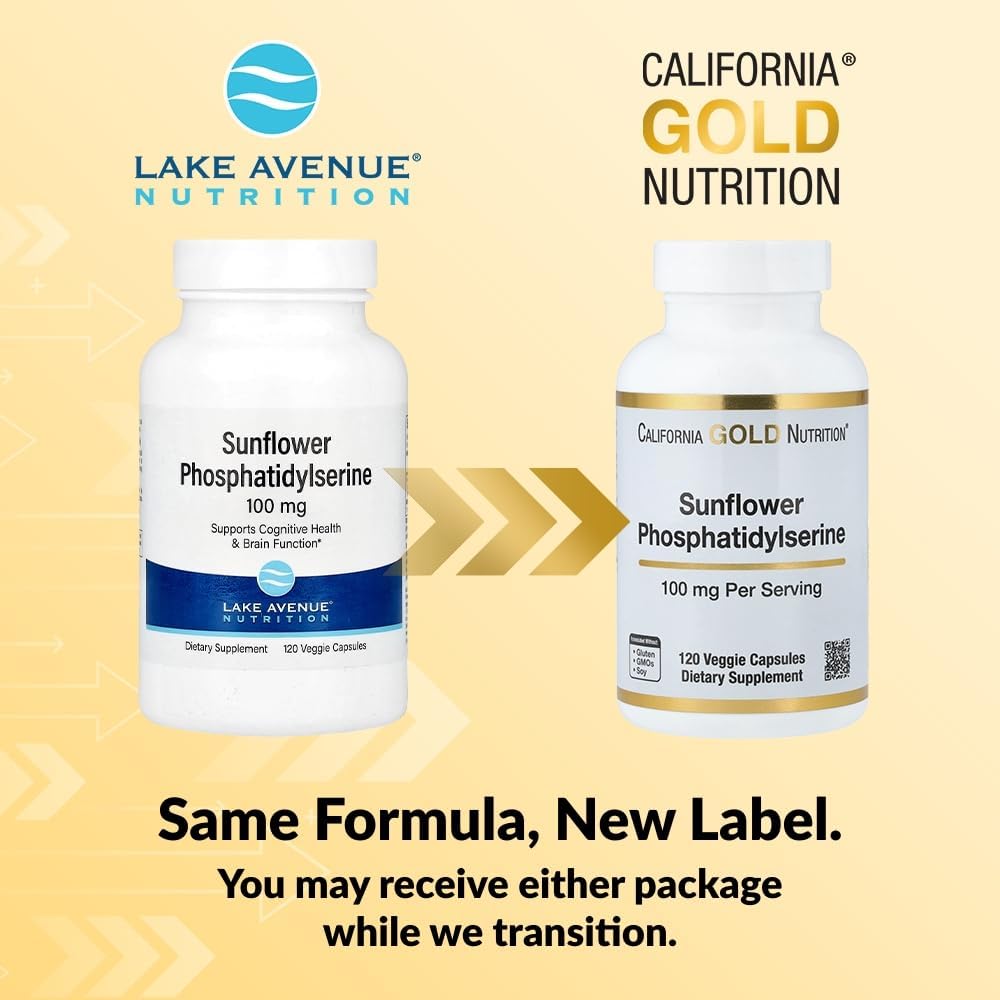 California Gold Nutrition Sunflower Phosphatidylserine, 100 mg, 120 Vegetable Capsules - görsel 3