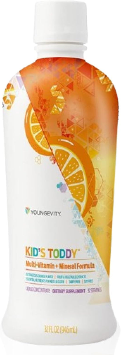 Youngevity Kid's Toddy™ - Mega Multivitamin for Children Age 2+ - 14 Vitamins, 10 Minerals, Phytonutrient Blend - Highly Absorbable - Delicious Orange Flavour - Pack of 2 (946 ml each)