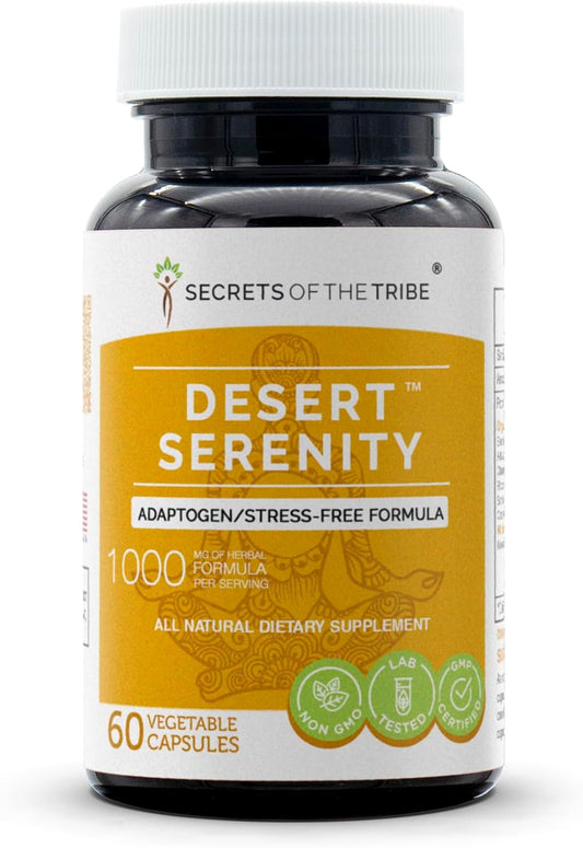 Secrets of the Tribe Desert Serenity – Adaptogen Herbal Supplement for Stress Management (60 Capsules)