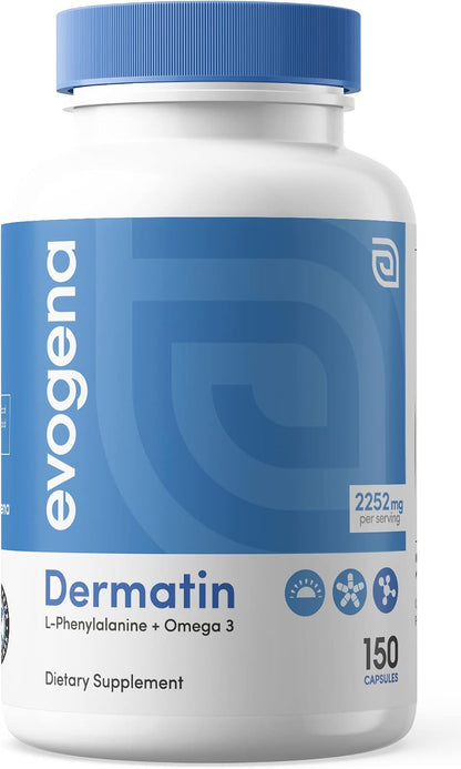 Evogena Dermatin - Skin Health Supplement with L-Phenylalanine, Omega-3, Vitamin D, B6, and Copper