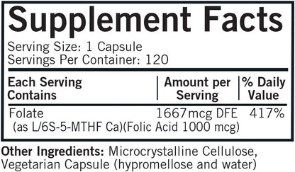 Kirkman 5-MTHF (5-Methyltetrahydrofolate) - Active Folate Supplement