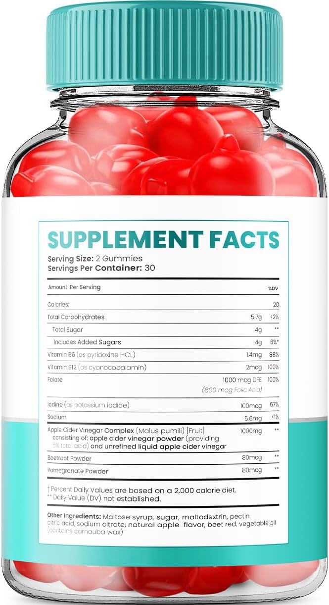 Keto Raw ACV Gummies Supplement – Apple Cider Vinegar 1000mg + Vitamin B12 (2 Pack, 120 Gummies) - görsel 2