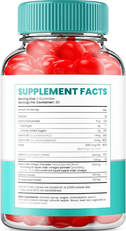 Keto Raw ACV Gummies Supplement – Apple Cider Vinegar 1000mg + Vitamin B12 (2 Pack, 120 Gummies)