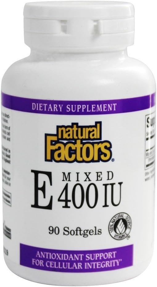 Natural Factors Mixed Vitamin E 400 IU – with Mixed Tocopherols for Antioxidant Protection & Immune Function – 90 Softgels - görsel 1