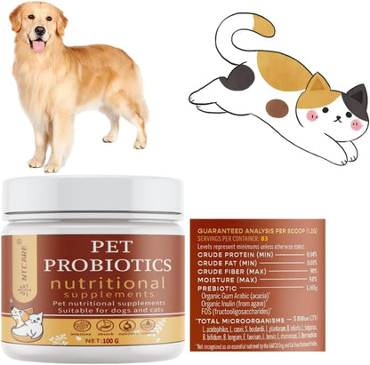 Probiotic Powder for Dogs & Cats – Digestive Wellness & Natural Defence Support with Prebiotics and Enzymes – Veterinarian Formulated – 100g