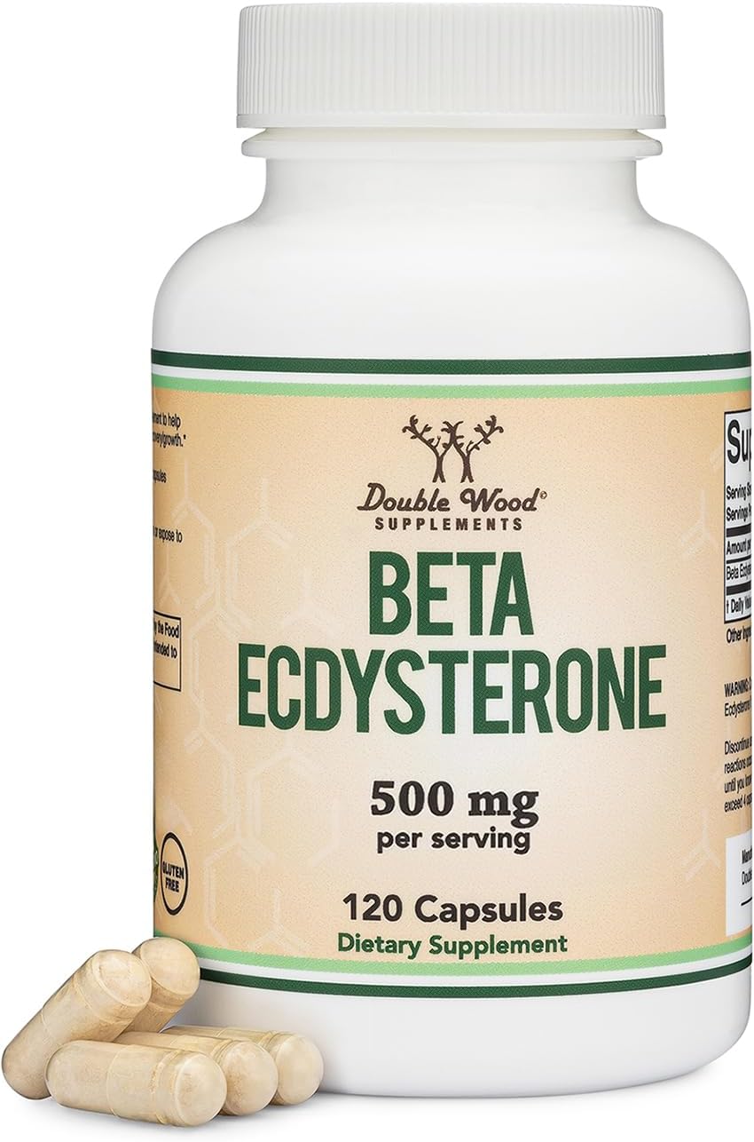 Double Wood Beta Ecdysterone Supplement – 500mg per Serving, 120 Capsules - görsel 1