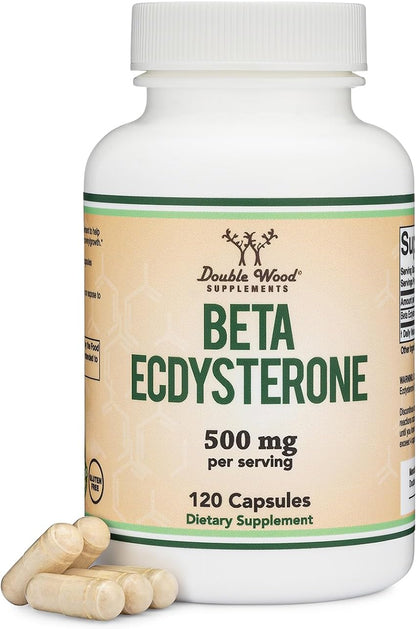 Double Wood Beta Ecdysterone Supplement – 500mg per Serving, 120 Capsules