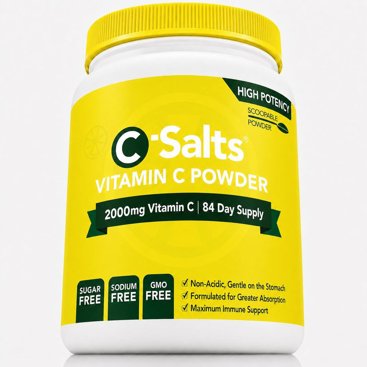 C-Salts Buffered Vitamin C Powder | Pure Organic, Stomach-Friendly Ascorbic Acid | Vegan, Non-GMO, Sugar Free | 84 Servings Lemon & Lime, 227 g - görsel 1