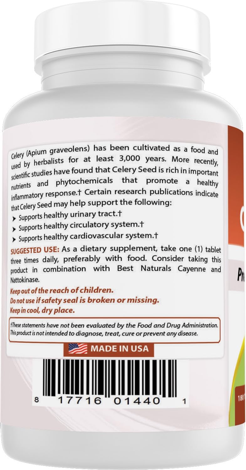 Best Naturals Celery Seed 600 mg – 180 Tablets (Pack of 3) - görsel 7