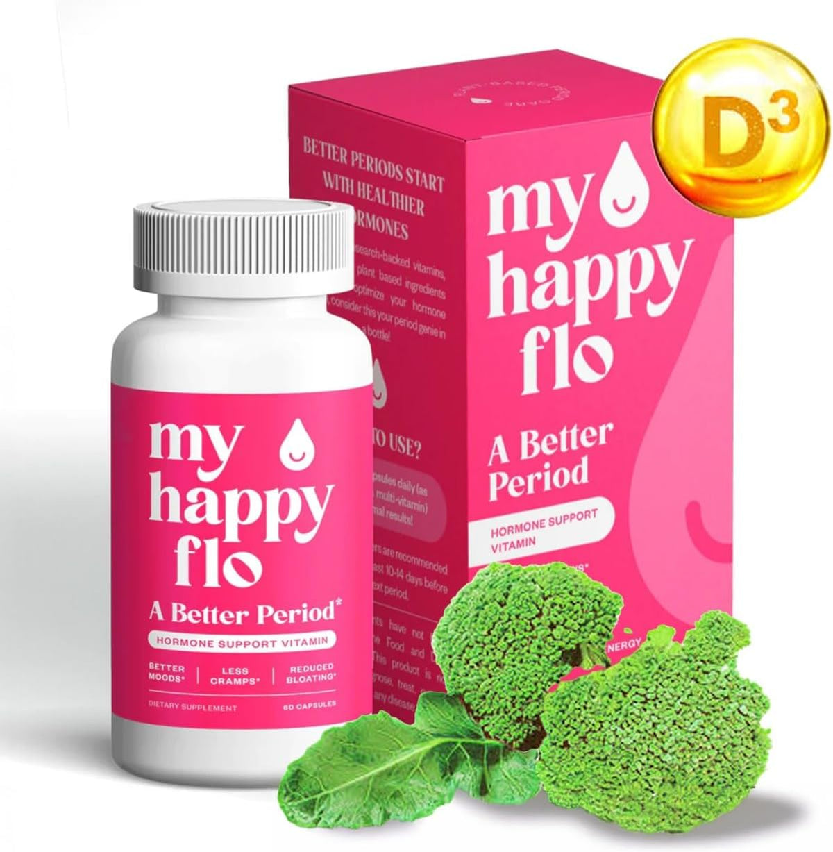 My Happy Flo Period Relief Supplement – Cramp Relief, Heavy Periods & Irregular Period Support, Bloating & Fibroid, Plant-Based PMS & Hormone Support | 60 Caps - görsel 1