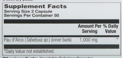 Zand Pau d'Arco Innerbark Capsules, 100 Capsules