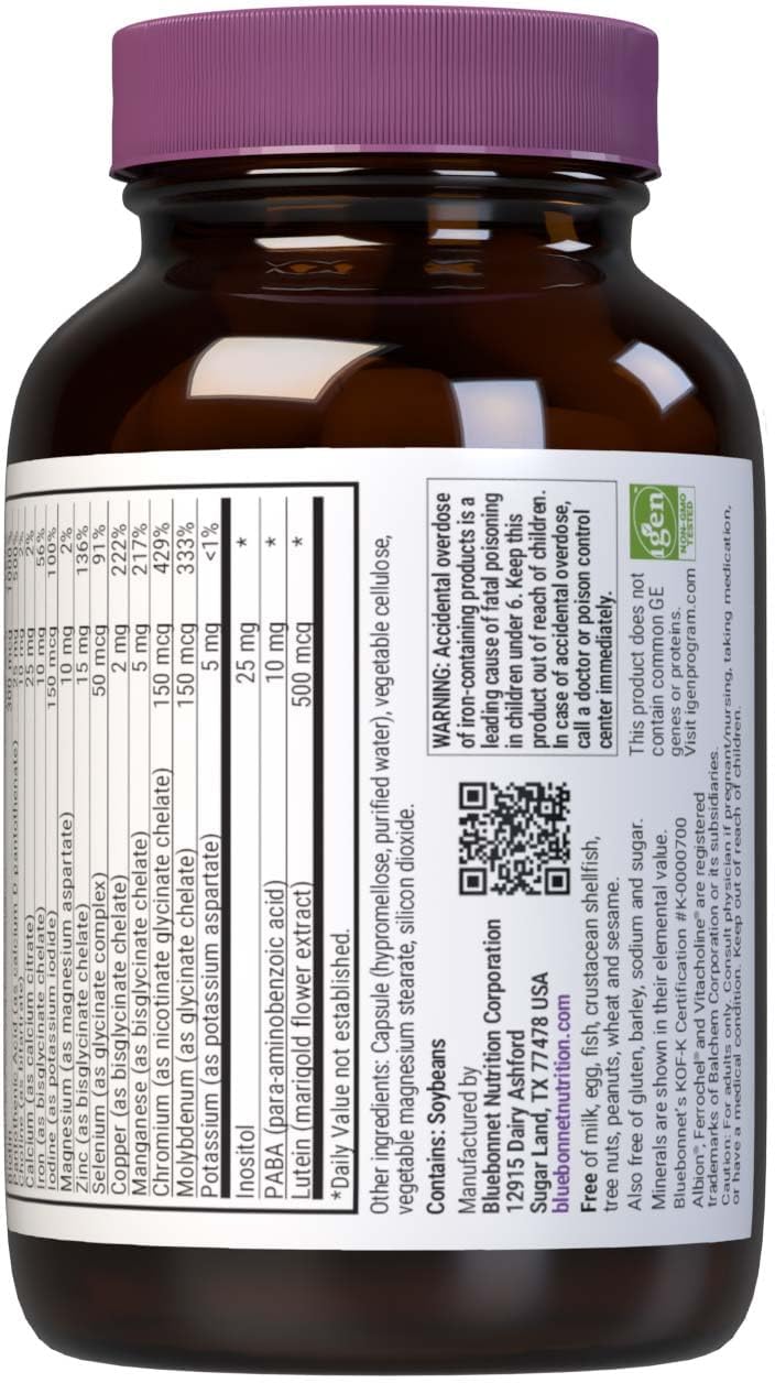 Bluebonnet Nutrition Mult One (with Iron) – Daily Nutritional Support, 30 Vegetable Capsules - görsel 3